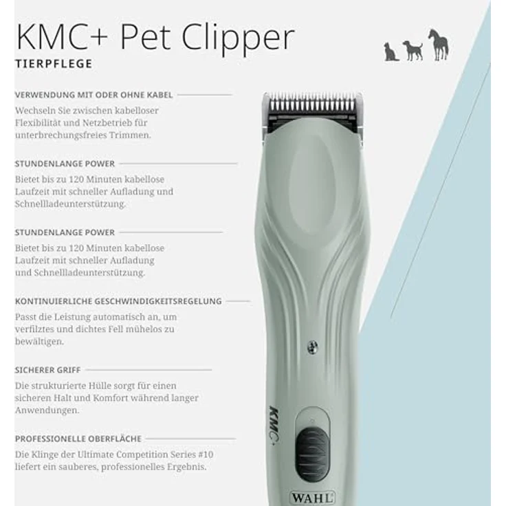 Wahl KMC+ Kabel-/Kabelloser Trimmer, Brushless-Motor, 2 Geschwindigkeitsstufen, ergonomisches Design – Bild 3