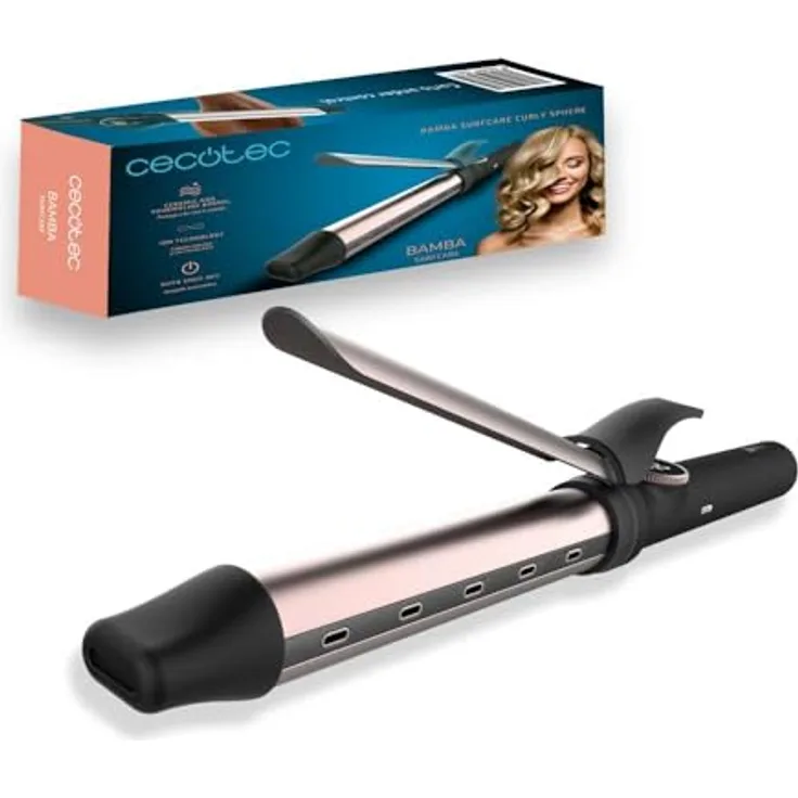 Cecotec Bamba SurfCare Curly Sphere, Lockenstab mit 28 mm Keramik- und Turmalinzylinder, 120ºC-210ºC, 360º drehbares Kabel, automatische Abschaltung, Kühle Spitze