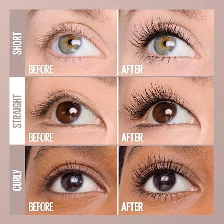 MAYBELLINE NEW YORK Lash Sensational Body Waterproof Volumen-Mascara, wasserfest, Farbton Black, 9.75 ml – Bild 7