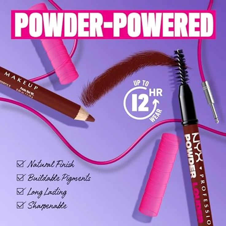 NYX Professional Makeup Powder Louder Augenbrauenstift, vegane Mikrofaser-Formel für definierte Augenbrauen, 1,2 g, 04 Black Cherry – Bild 5