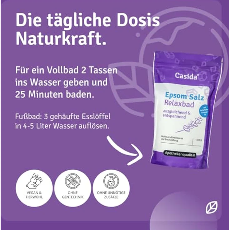 Casida Epsom Salz Relaxbad mit Lavendel Badesalz & Badebomben 1.0 kg – Bild 5