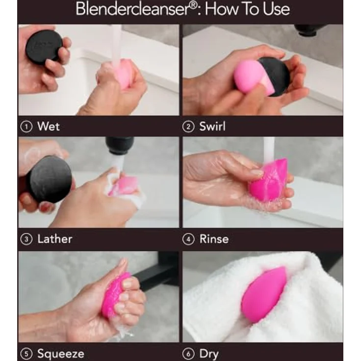 beautyblender® Tool Scrub Charcoal, fester Reiniger für Make-up Schwämme und Pinsel, 150 g, desinfizierend und lebensdauerverlängernd – Bild 5