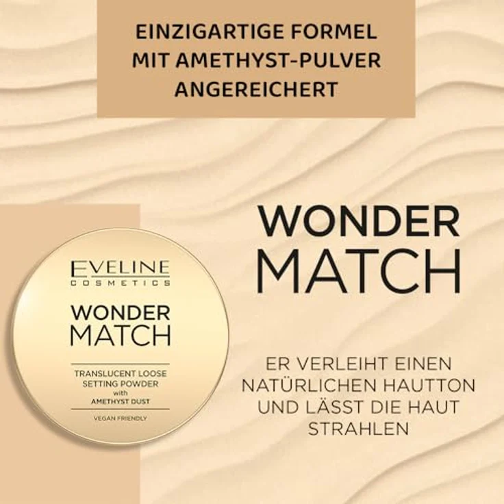 EVELINE COSMETICS Wonder Match Amethyst Infused Setting Powder, transparent, vegan, langanhaltendes Make-up-Finish, mit Applikatorschwamm – Bild 2