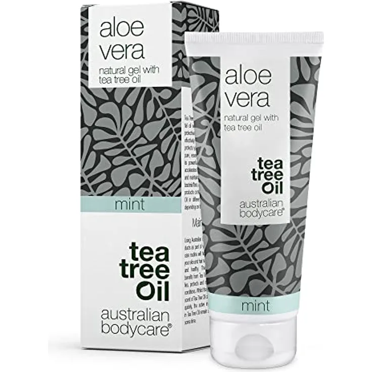 100% Vegan Aloe Vera Gel 100 ml | Aloe Vera After Sun Balsam | Natürliches Aloe Vera, Teebaumöl & Minze | Kühlend & feuchtigkeitsspendend gegen Juckreiz, Sonnenbrand & Narben | Australian Bodycare