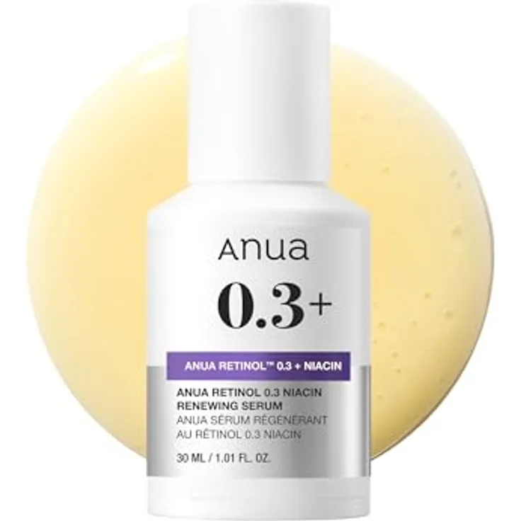 Anua Retinol 0,3% + Niacin Renewing Serum, Gesichtsserum mit 8 Peptiden zur Hautverjüngung und Verbesserung des Hauttons, 30ml