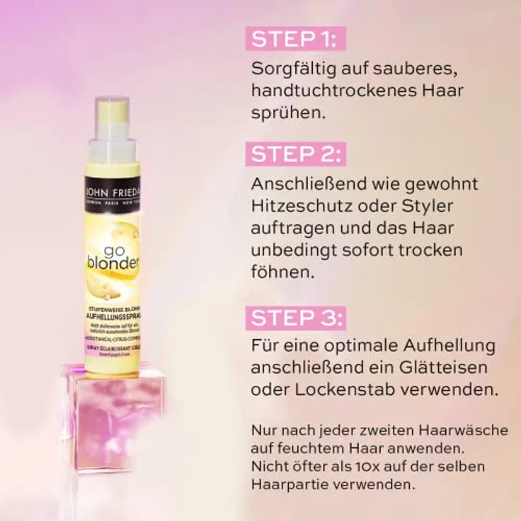 John Frieda Go Blonder Aufhellungsspray - Stufenweise Blond - Inhalt: 100 ml - Hellt stufenweise auf - Für ein natürlich aussehendes Blond – Bild 5