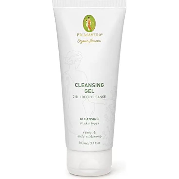 PRIMAVERA Cleansing Gel - 2 in 1 Deep Cleanse 100 ml - Naturkosmetik - Reinigungsgel, Gesichtsreinigung für jede Haut - entfernt Make-up effektiv, absorbiert überschüssigen Talk - vegan