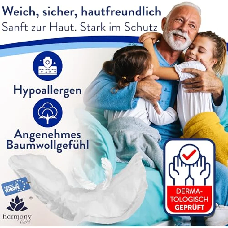 Harmony Care Form Maxi+ Inkontinenz-Einlage, anatomisch geformt, 20 Stück, extrem hohe Saugleistung bis 3400 ml, unisex – Bild 8