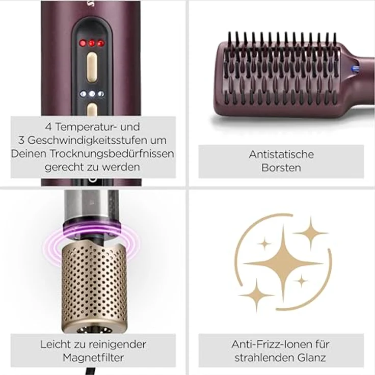 BaByliss Air Power Smooth Warmluftbürste, 3 Geschwindigkeits- und 4 Temperatureinstellungen, Keramik-Glättplatte, für alle Haartypen – Bild 5