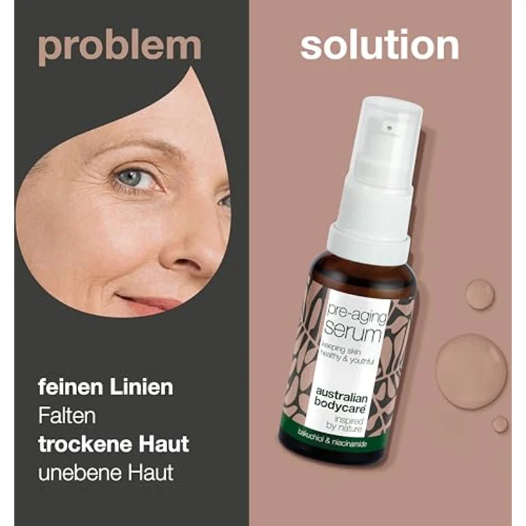 Australian Bodycare Vegan Anti-Aging Serum, 30 ml - Hyaluronsäure, Peptide & Koffein für Gesicht & Augenpartie, ideal für normale, reife und sensible Haut – Bild 2