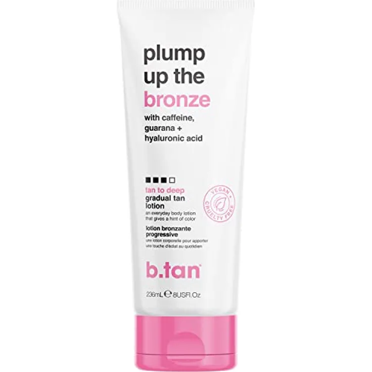 B.TAN Graduelle Selbstbräunungslotion Plump Up the Bronze, mit Koffein, Guarana und Hyaluronsäure, Vegan, 200 ml