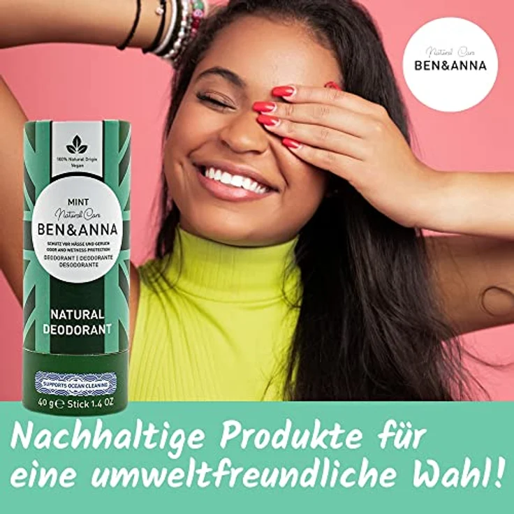 BEN&ANNA veganes Papertube Deo MINT | zertifizierte Naturkosmetik Deocreme | plastikfreies Deodorant 40g – Bild 4