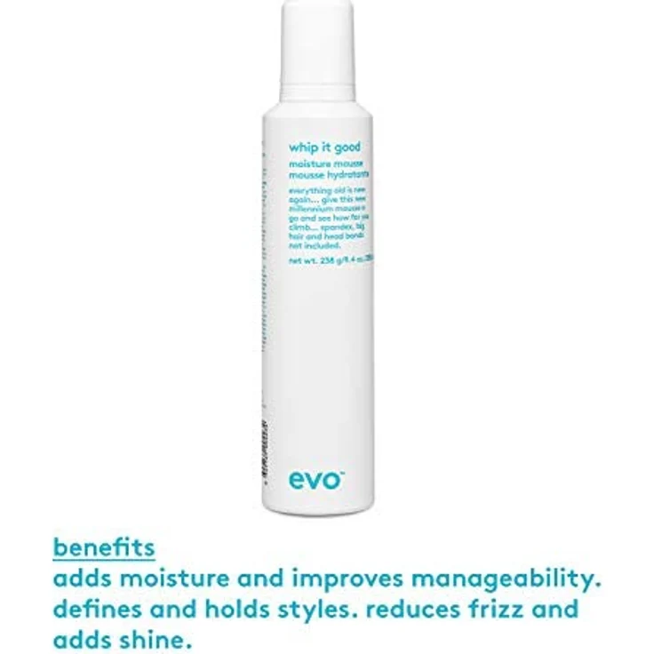 evo Whip It Good Moisture Mousse – Haarstyling-Mousse – leicht, leichter Halt, fügt Feuchtigkeit hinzu, weicht auf, verbessert die Manageabilität und verleiht Glanz – 200 ml – Bild 4