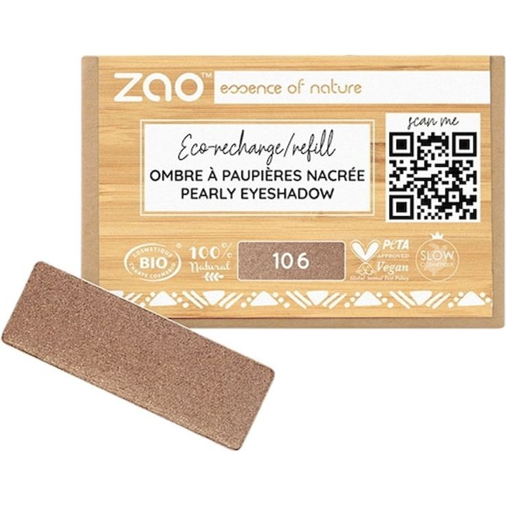 Zao Pearly Eyeshadow Refill, Nachfüllpackung für Lidschatten, 1,3 g, in Nude-Tönen, 100% natürlichen Ursprungs, vegan, cruelty-free