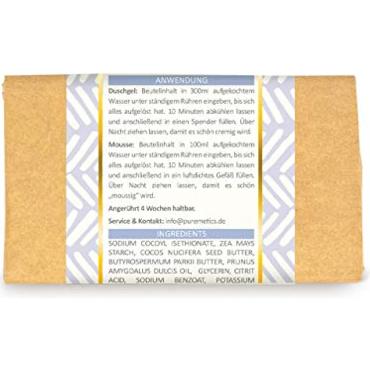 puremetics Zero Waste Duschgel Pulver “Sensibelchen“ (100g = 400ml) | für alle Hauttypen | vegan & plastikfrei – Bild 2