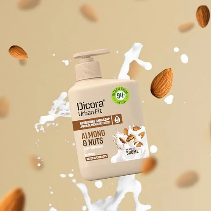 Dicora Urban Fit Jabón de Manos Vitamina B, Handseife mit nüchterner Essenz von Almendra und Nueces, 500 ml – Bild 2