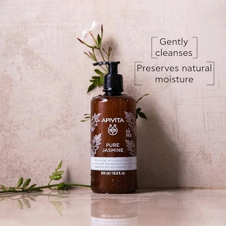 Apivita Pure Jasmine Shower Gel, feuchtigkeitsspendendes Duschgel mit ätherischem Öl, 500 ml – Bild 2
