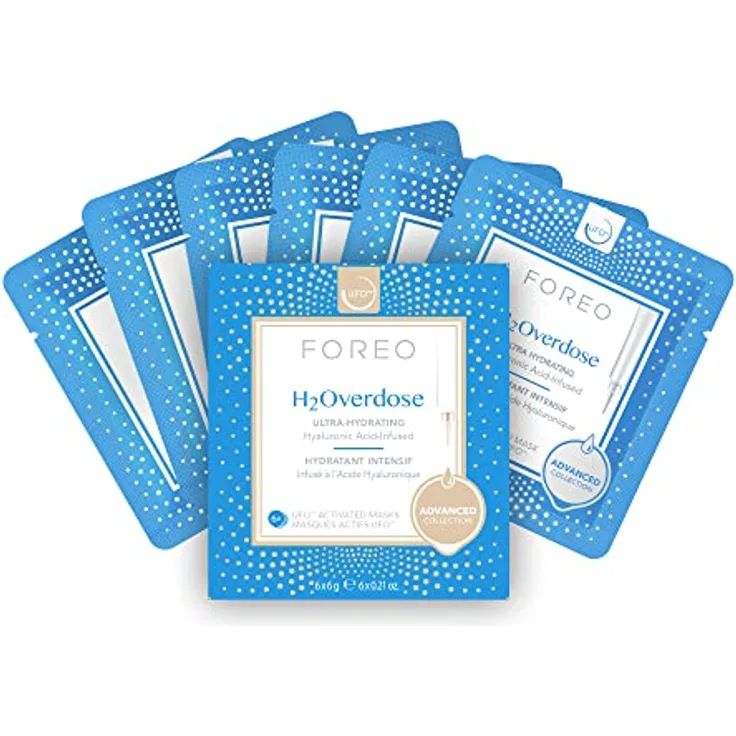 Foreo UFO Maskenpads H2Overdose 2.0, ultra-hydratisierende Anti-Pickel-Masken mit Hyaluronsäure und Ceramid 3, 6 g