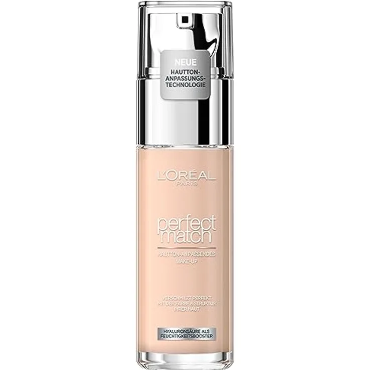 L'Oréal Paris Make up, Flüssige Foundation mit Hyaluron und Aloe Vera, Perfect Match Make-Up, Nr. 0.5.R/0.5.C Rose Porcelain, 30 ml