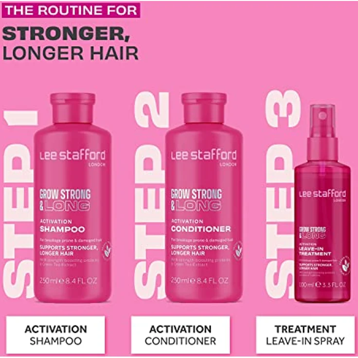 Lee Stafford Grow Strong & Long Haarshampoo, 250 ml, für Haarwachstum und Stärkung der Wurzeln, vegan – Bild 4