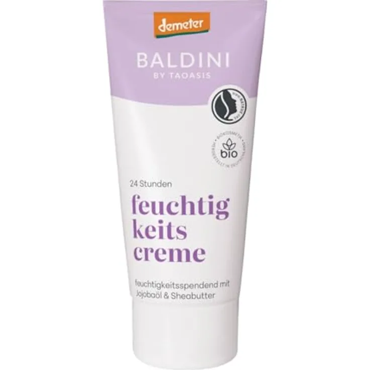 Baldini 24h Feuchtigkeitscreme, demeter, 50ml, mit 100% naturreinem Jojobaöl, für normale und Mischhaut, ohne fettendes Gefühl