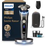 Philips Rasierer i9000 Prestige Ultra, Nass- und Trockenrasierer mit Druck- und Bewegungssensor, Trimmeraufsatz, Reinigungsstation und Ladestation, schwarz (Modell XP9405/31)