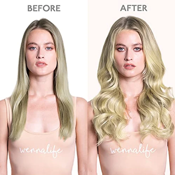 WENNALIFE Clip in Extensions Echthaar, 40cm 120g, 7pcs, Aschblond bis Goldblond und Platinblond, Remy Haarverlängerung mit hochwertigen Clips – Bild 5