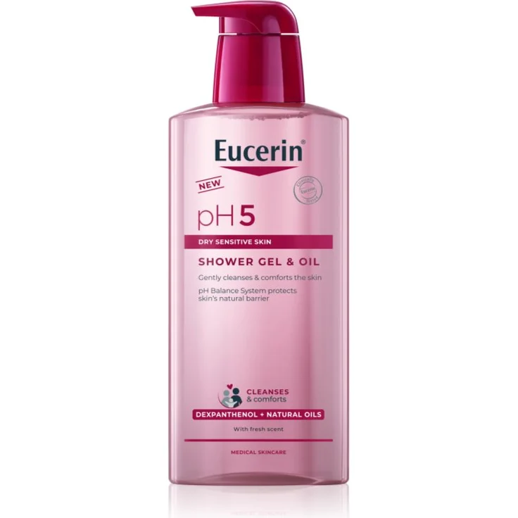 Eucerin pH5 Shower Gel & Oil, beruhigendes Duschgel für sanfte Hautreinigung, 400 ml