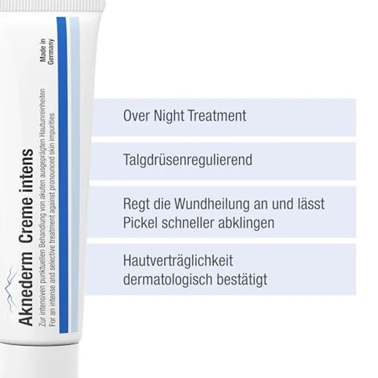 AKNEDERM aknederm Creme intens 2x30g - Anti Pickel Creme mit Zink - punktuelle Nacht-Intensiv-Pflege bei akuten stark ausgeprägten Hautunreinheiten - mattierende Zink Creme gegen Pickel - ohne Parfüm - vegan – Bild 2