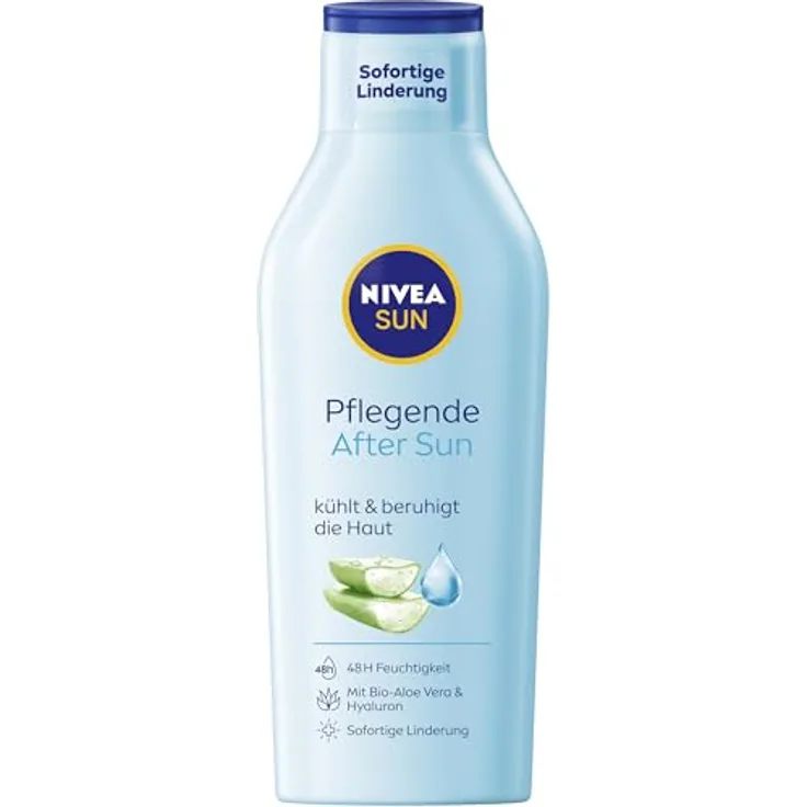 NIVEA SUN Pflegende After Sun Lotion, 400 ml, mit Bio-Aloe Vera und Hyaluron für 48h Feuchtigkeit