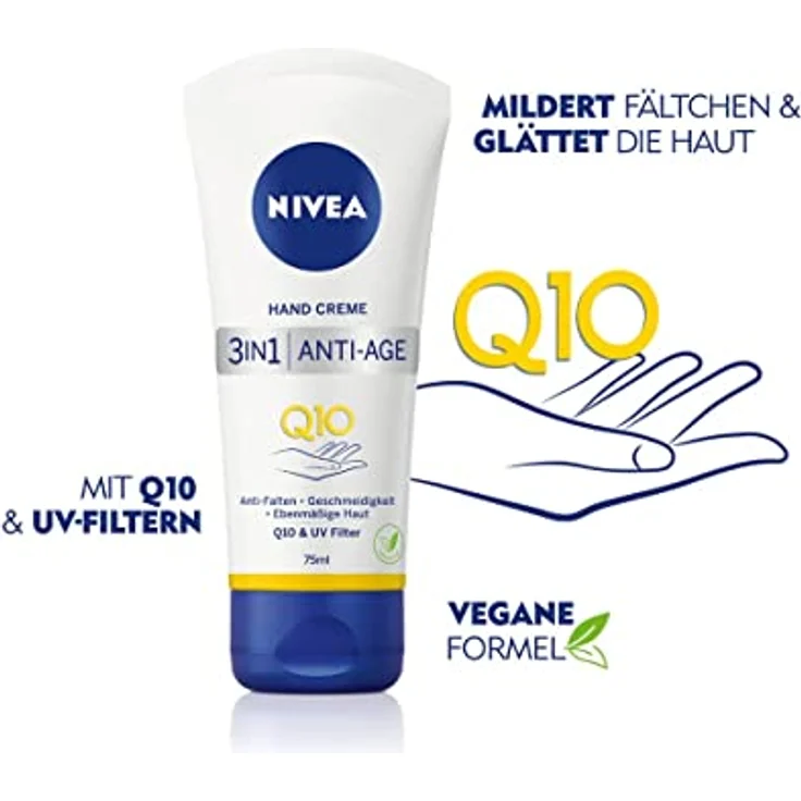 NIVEA 3er Pack Hand Creme 3in1 Anti-Age Q10, Anti-Falten Pflege mit UV-Filter, 75ml – Bild 2