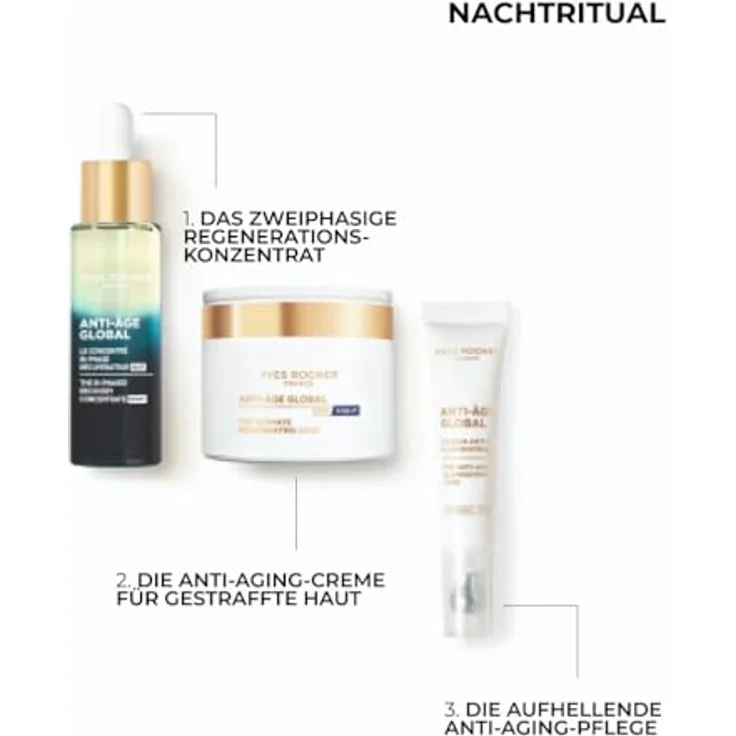Yves Rocher Zweiphasen Nachtkonzentrat Anti-Aging, 2-Phasen Serum-Öl mit Gold-Achillea, regeneriert und nährt über Nacht, 30 ml – Bild 5