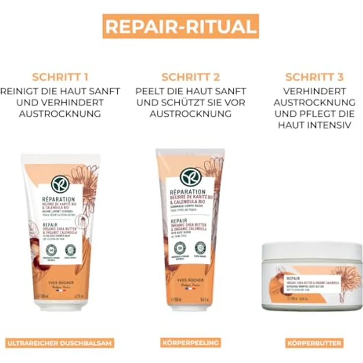 Yves Rocher Whipped Body Repair Butter 250ml| Geglättete und intensiv genährte Haut | Repair-Körperbutter für trockene und extratrockene Haut – Bild 5