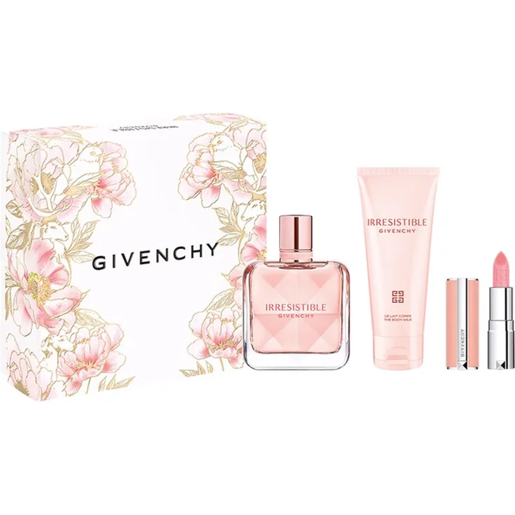 GIVENCHY Irresistible Geschenkset für Damen, Eau de Parfum 50 ml, Bodylotion 75 ml, Lippenbalsam 1,5 ml