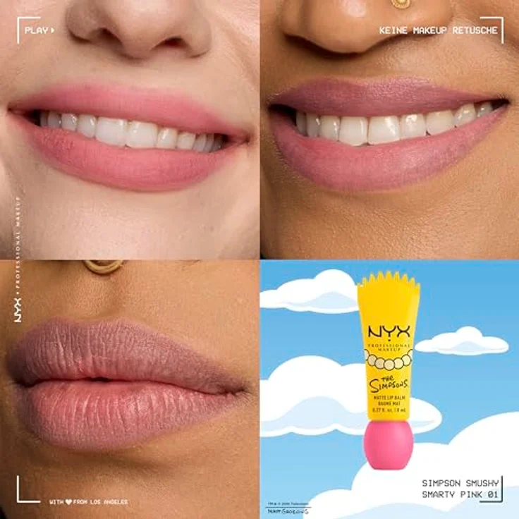 NYX Professional Makeup The Simpsons Smushy Lippenbalsam, matter Effekt in Smarty Pink, 8 ml – Bild 3