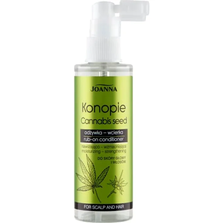 JOANNA Konopie Haarpflege Haarspülung zum Einreiben Wirkt Feuchtigkeitsspendend und Stärkend für Kopfhaut und Haare mit Hanfsamen-Extrakt 100 ml Verpackung