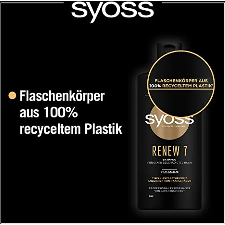 Syoss Shampoo Renew 7 (440 ml), Haarshampoo für vielfach geschädigtes Haar, Hair Repair Shampoo hilft bei 7 Arten von Haarschäden, Formel mit Amino-Komplex & Wasserlilie – Bild 4