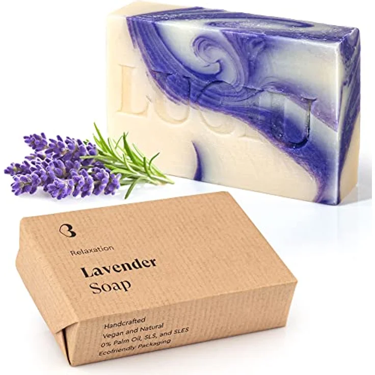 lubiu Lavendelseife Stück 100g - Bio Seife Lavendel Handgemachte - Duschseife Ohne Palmöl und Handseife Fest - Natur Seife Stück - Natural Soap – Bild 1