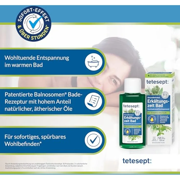Tetesept Erkältungszeit Bad, entspannender Badezusatz für ein wohltuendes Vollbad, 125 ml – Bild 6