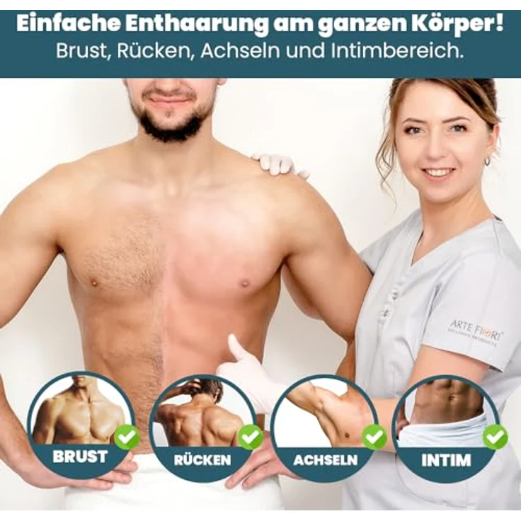 Arte Fiori Capillum AMOVE Wheat AthleticX, Enthaarungsmittel für schonende Körper-Enthaarung, 200 g, chemiefrei, auch für den Intimbereich geeignet – Bild 8