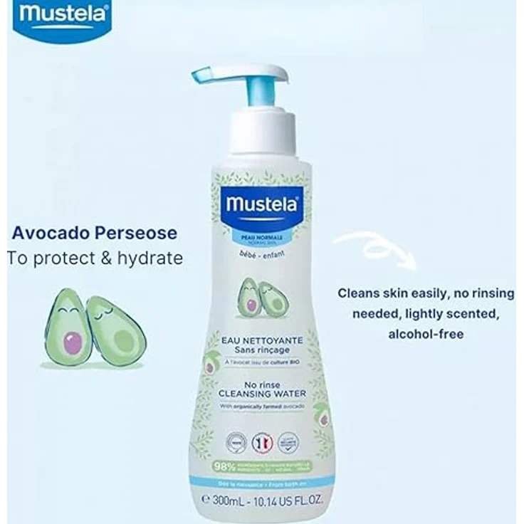 Mustela Bébé Soothing Cleansing Water No-Rinse Beruhigendes Reinigungswasser für sehr empfindliche Haut 300 ml für Kinder – Bild 5