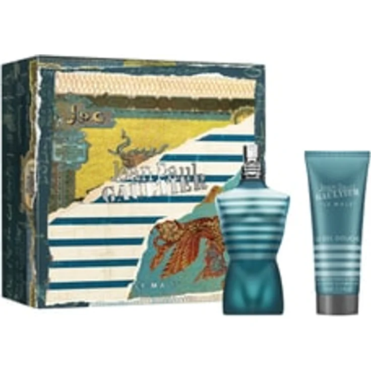 Jean Paul Gaultier Le Male Set, Eau de Toilette 75 ml + Duschgel 75 ml, Herren-Duftset mit frischer Meeresbrise, minzig-vanilliger Duftkomposition