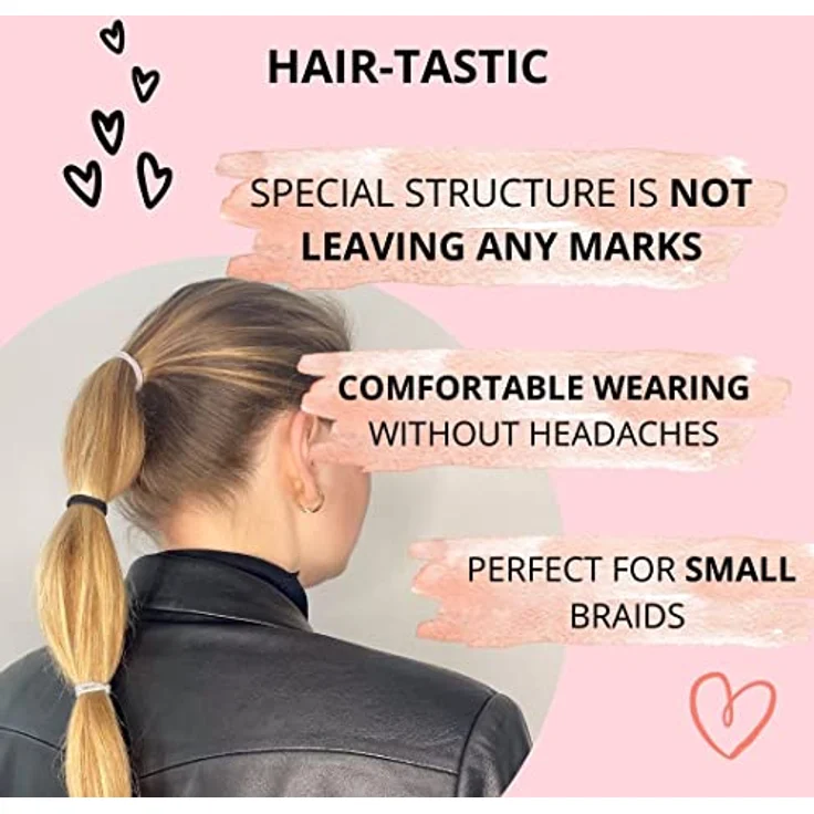 Bellody® Minis - Kleine Mini Haargummis für stylische Flechtfrisuren & kleine Zöpfe (20 Stück - Rose/Rot) - Damen Haargummis in verschiedenen Farben – Bild 3