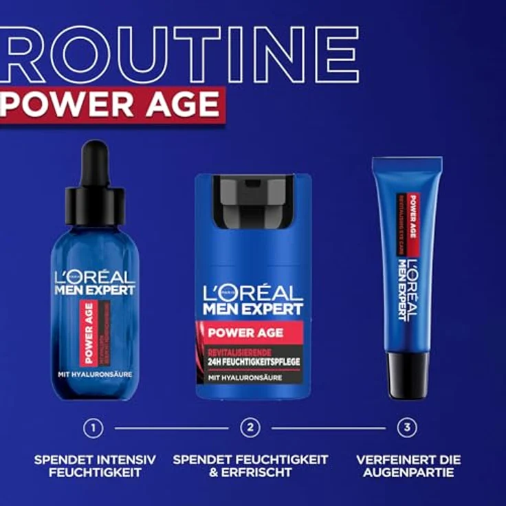 L'Oréal Men Expert Power Age Serum mit Hyaluron, Anti-Aging Feuchtigkeitspflege für müde und matte Haut, 30 ml – Bild 5