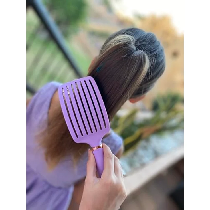 Sister Young OVIA LILIAC BV - professionelle Haarbürste mit natürlichen Wildschweinborsten, ergonomisch & belüftet, lila – Bild 8