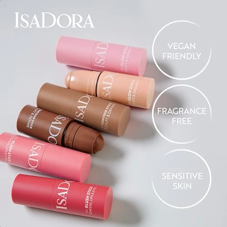 IsaDora The Blush Stick 5,5 g - Soft Pink, cremiges Blush für Wangen, Lippen & Augen mit feuchtigkeitsspendendem Algenextrakt, vegan und tierversuchsfrei – Bild 6