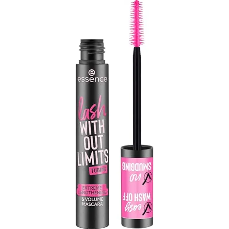 essence lash WITHOUT LIMITS TUBING, Volumenmascara mit verlängerndem Effekt, Farbton 04 Black Tubing, 13 ml
