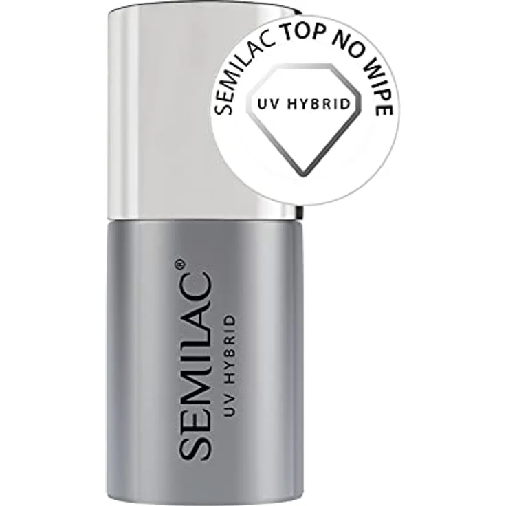 Semilac UV Nagellack Top No Wipe Coat 7ml, Lang anhaltender Glanz ohne Schwitzschicht, transparent – Bild 1
