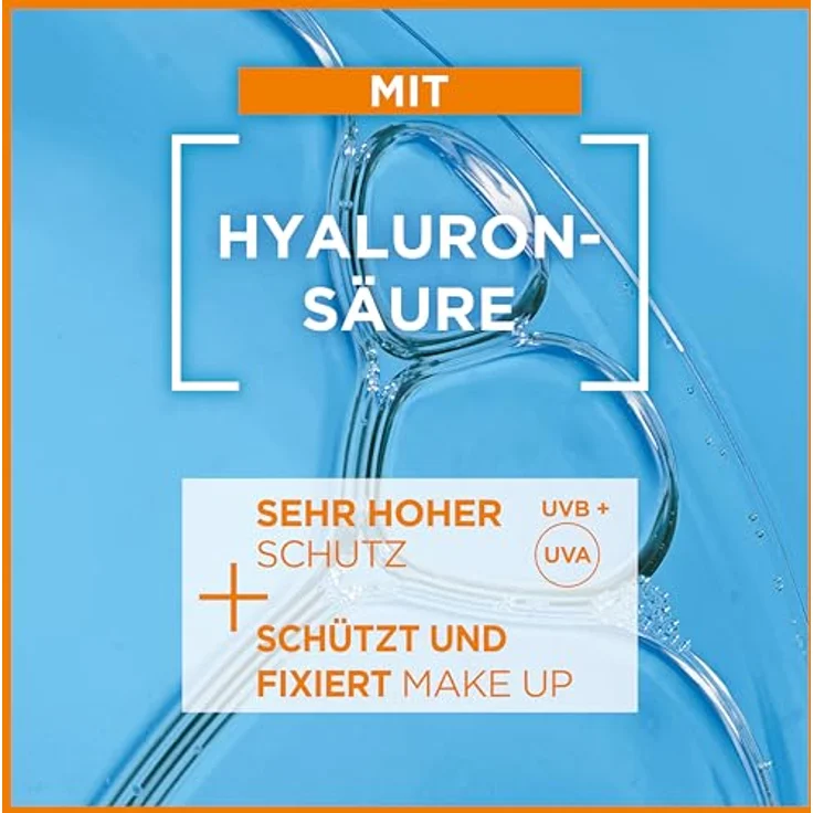 Garnier Super UV Over Make-up Spray mit LSF 50, Schutz für das Gesicht gegen UV-Strahlen und äußere Umwelteinflüsse, Mit feuchtigkeitsspendender Hyaluronsäure, Ambre Solaire, 1 x 75 ml – Bild 5