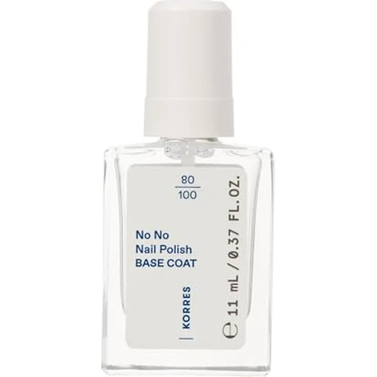 KORRES No No Nail Polish Base Coat, veganer 10-Free Unterlack für splitterfeste Haltbarkeit, 11 ml – natürliche Nagelpflege ohne Schadstoffe